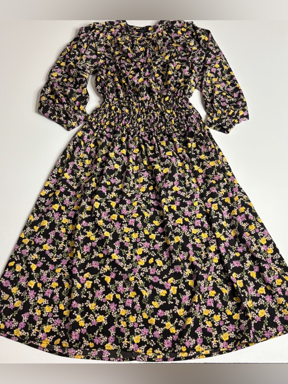 Current Air Anthro Style Prairie Dress XS Cottagecore Milkmaid Floral Midi